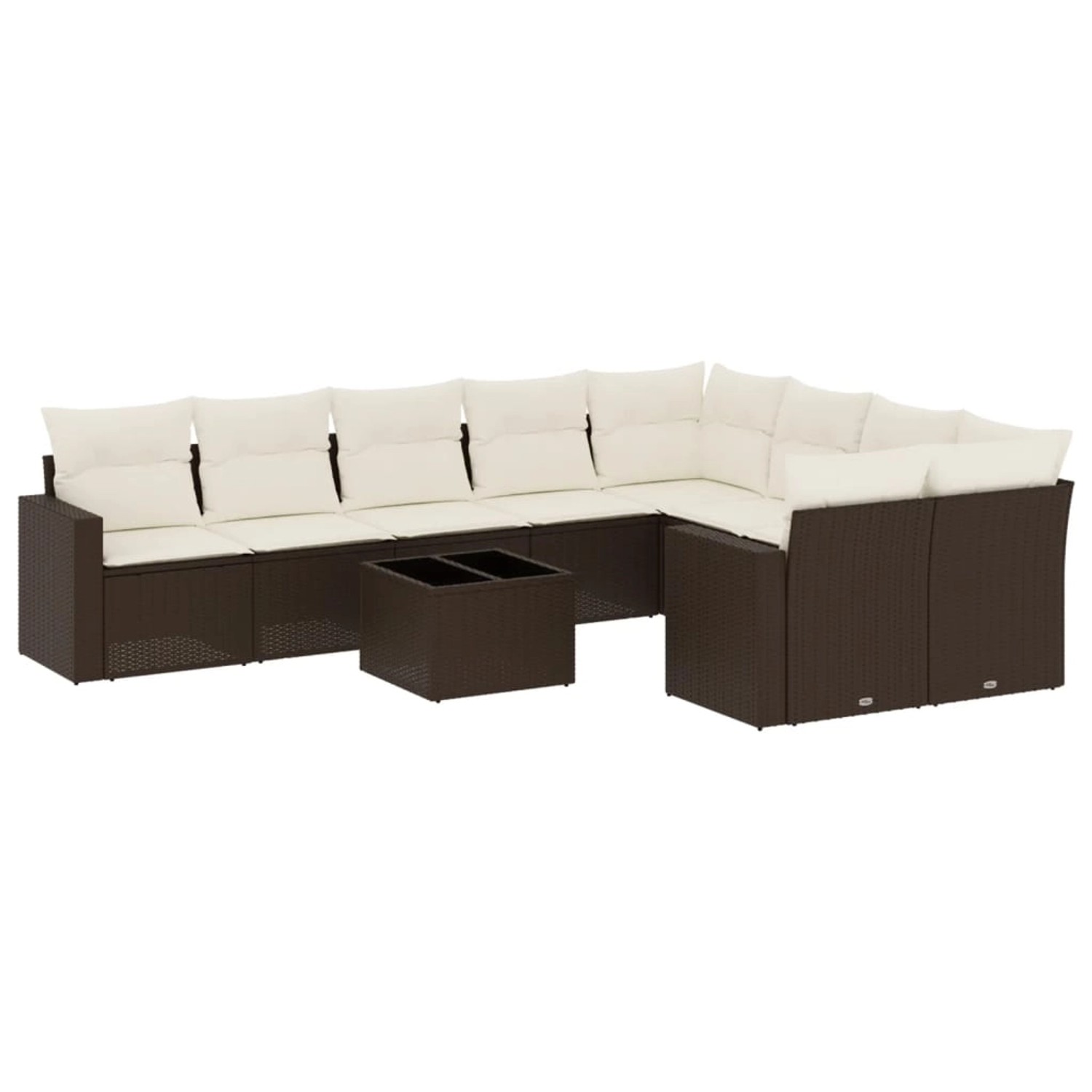 vidaXL 10-Tlg Garten-Sofagarnitur mit Kissen Braun Poly Rattan 3219443 günstig online kaufen
