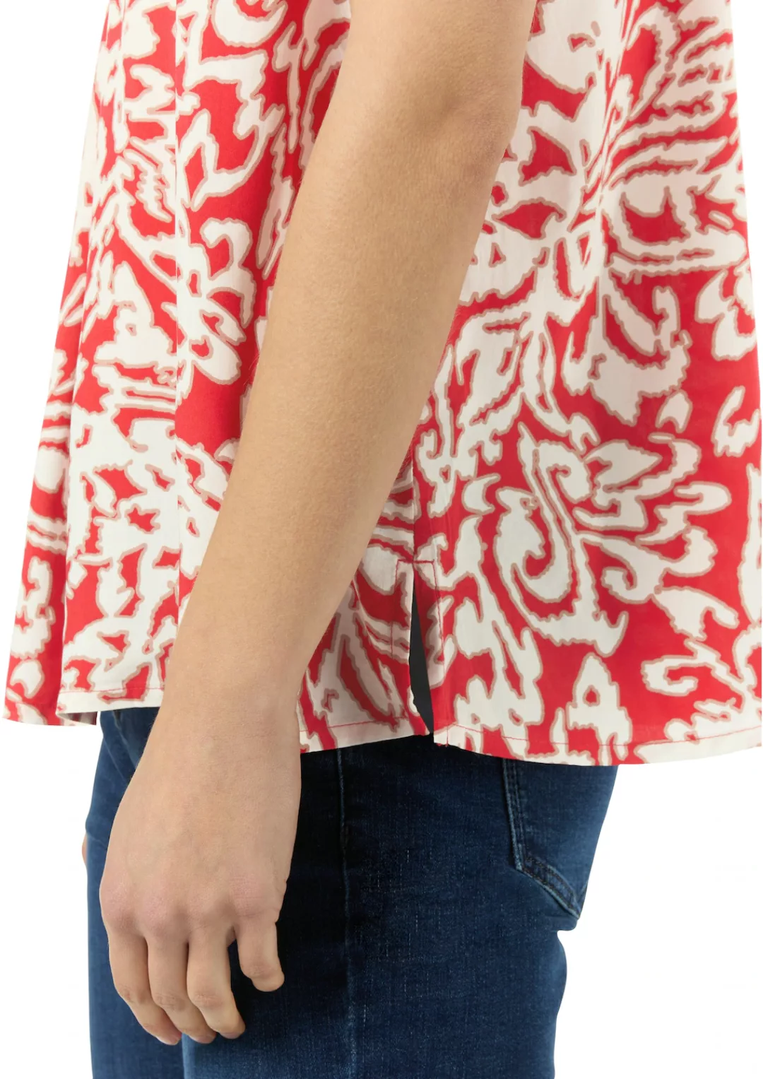 Comma Shirtbluse mit V-Ausschnitt und Allover-Print günstig online kaufen