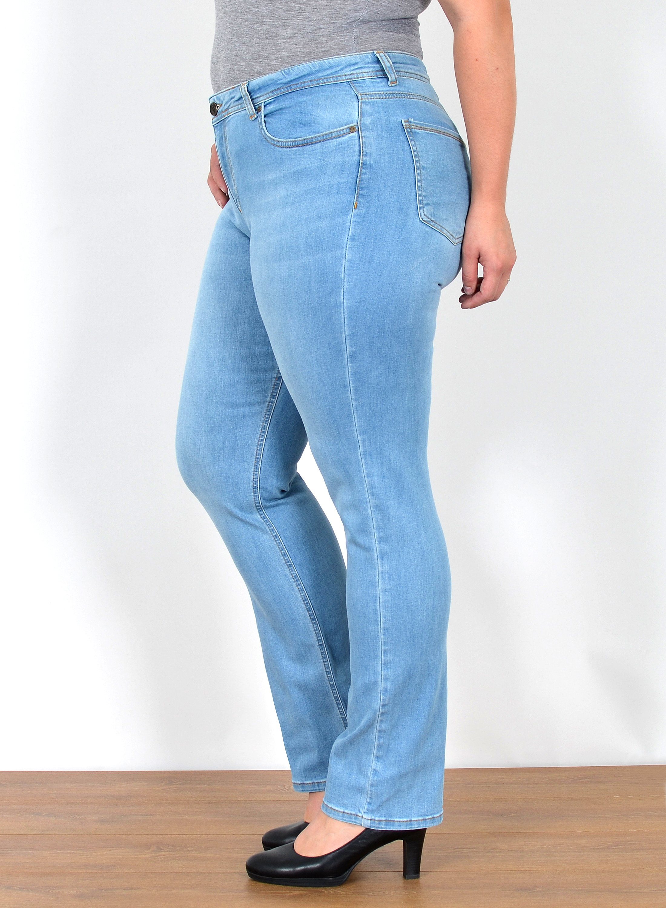 ESRA Straight-Jeans Damen Jeanshose Gerader Schnitt günstig online kaufen