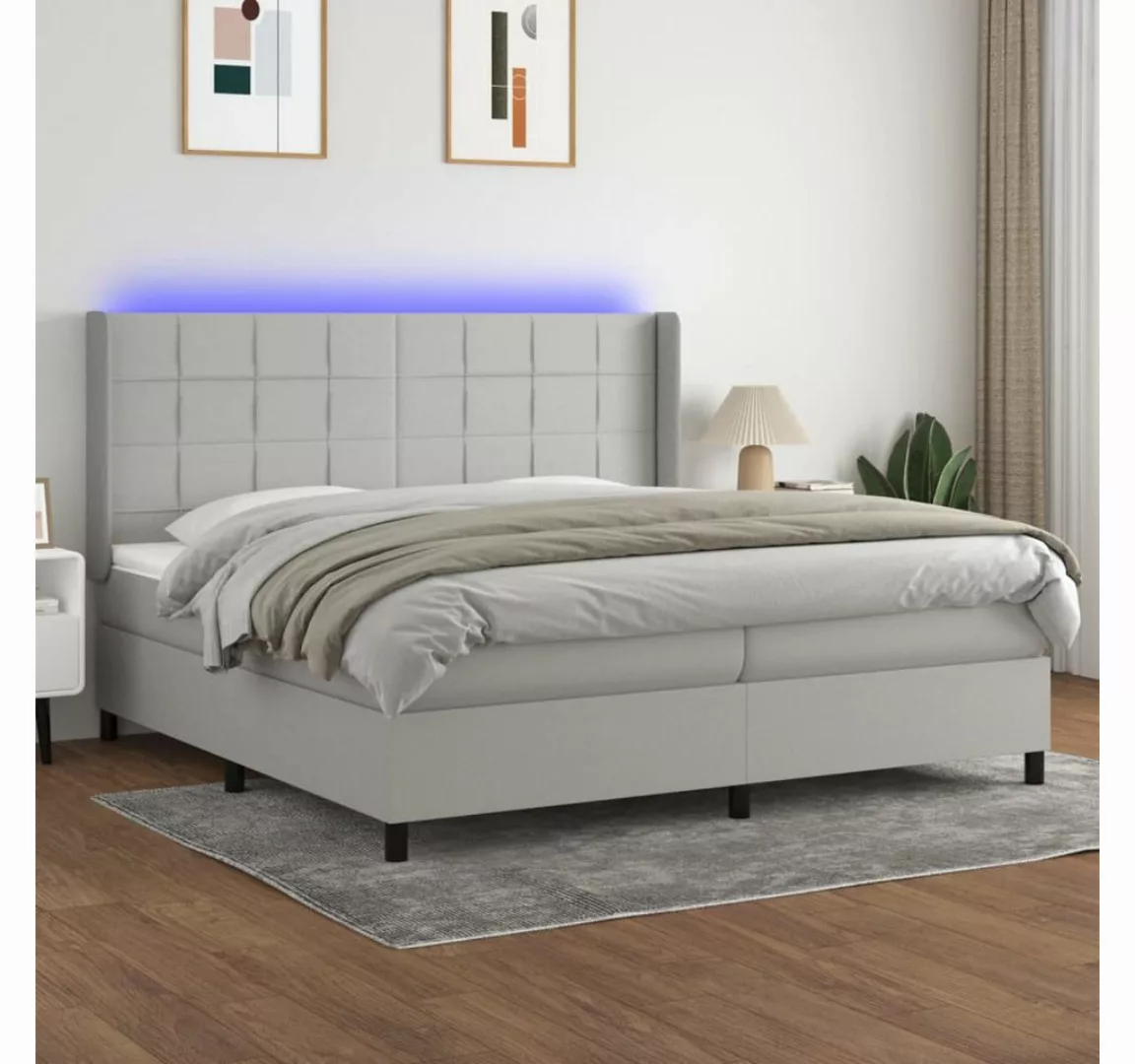 vidaXL Boxspringbett Boxspringbett mit Matratze LED Hellgrau 200x200 cm Sto günstig online kaufen