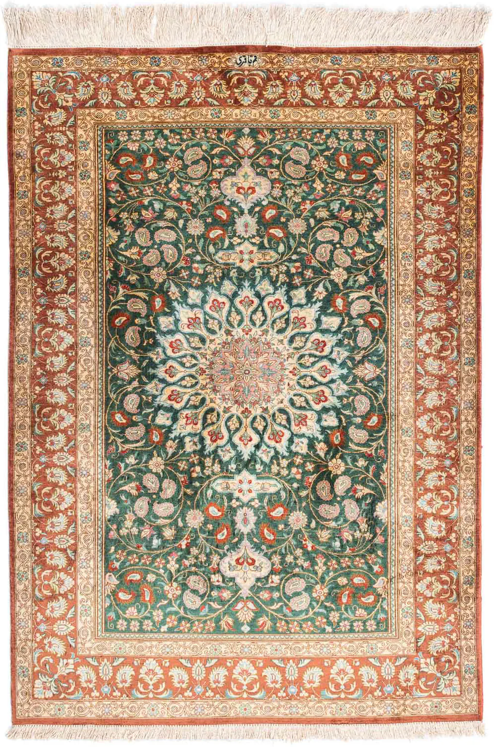 morgenland Orientteppich »Perser - Ghom - 115 x 80 cm - grün«, rechteckig, günstig online kaufen