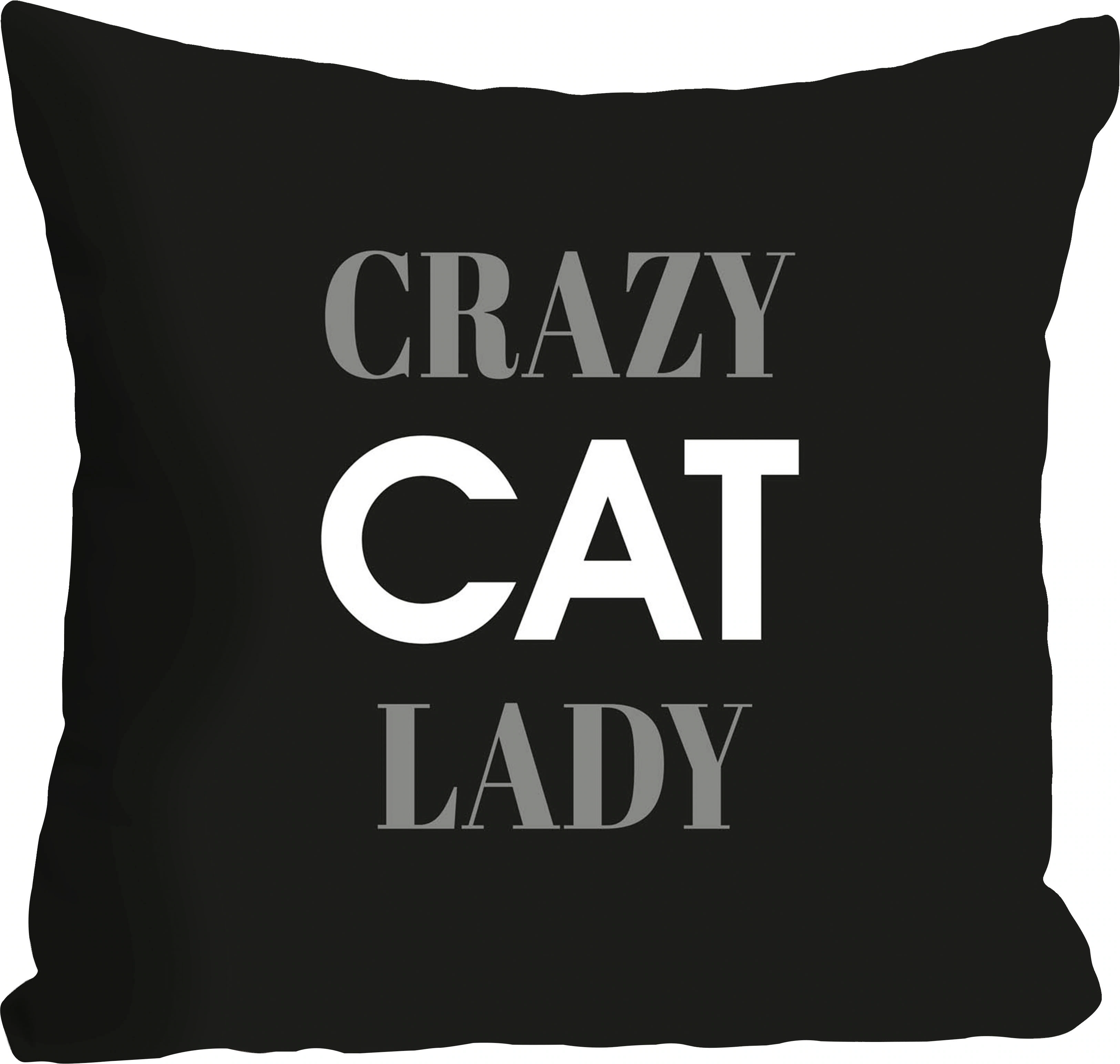 queence Dekokissen »Crazy Cat Lady«, Kissenhülle,Crazy Cat Lady,Spruch,Schw günstig online kaufen