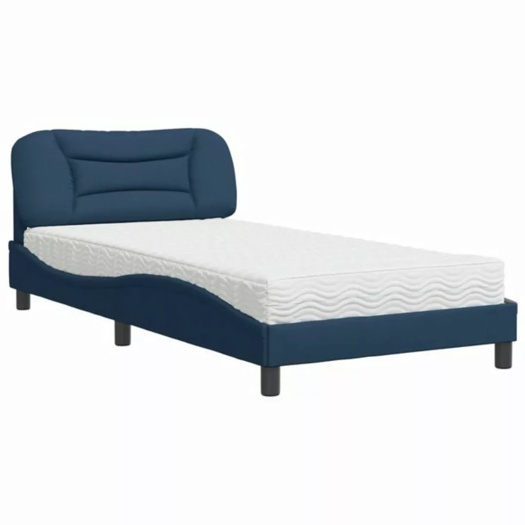 vidaXL Bett Bett mit Matratze Blau 100x200 cm Stoff günstig online kaufen