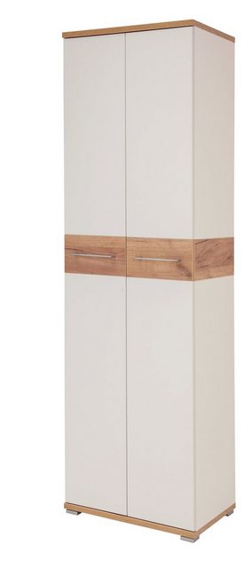 freiraum Garderobenschrank 407 (BxHxT: 59x199x40 cm) in weiss, braun mit 2 günstig online kaufen