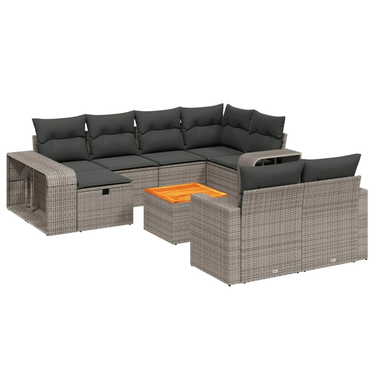 vidaXL 11-Tlg Garten-Sofagarnitur mit Kissen Grau Poly Rattan 3266260 günstig online kaufen