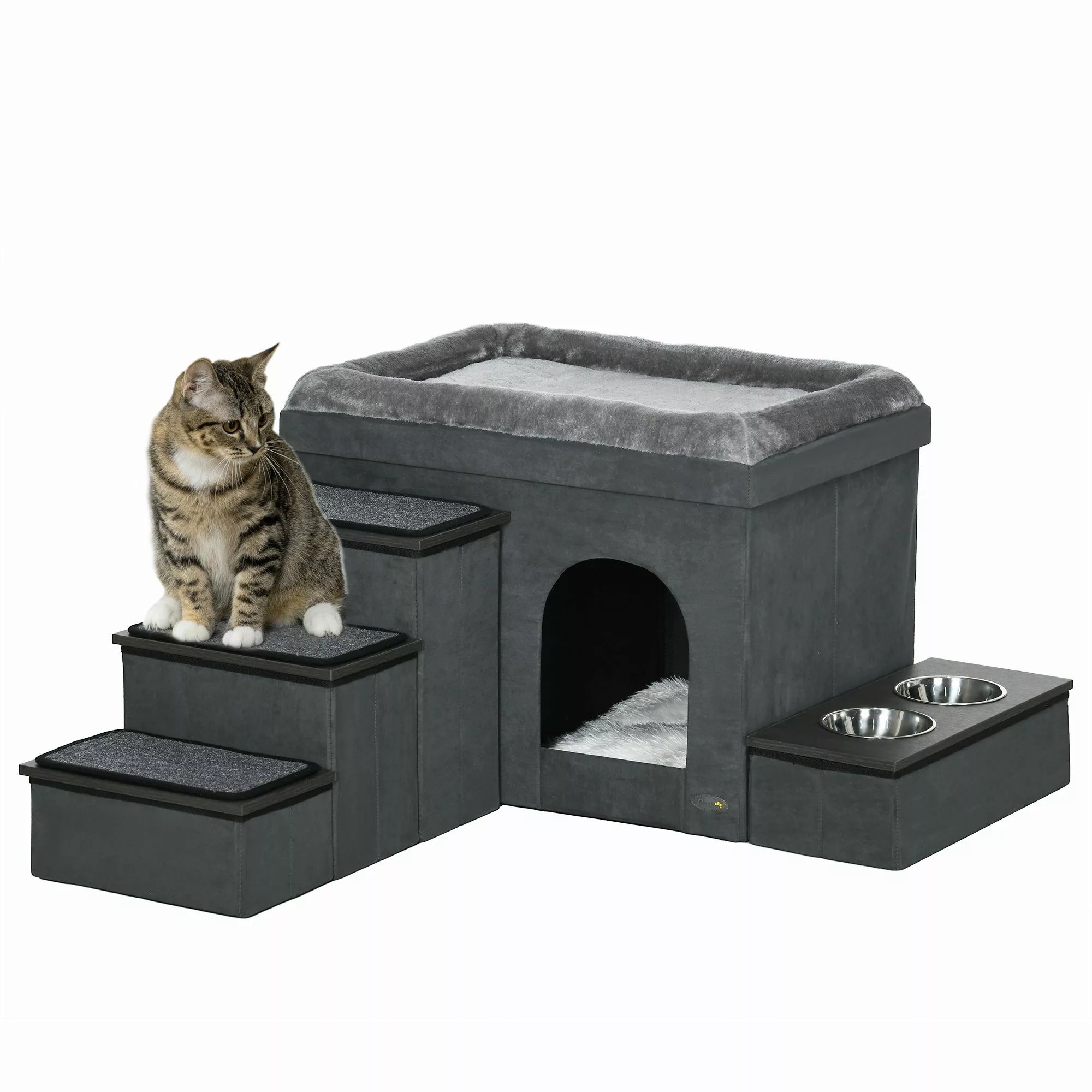PawHut Tierbett Katzenhöhle Katzenhütte mit Treppe, günstig online kaufen