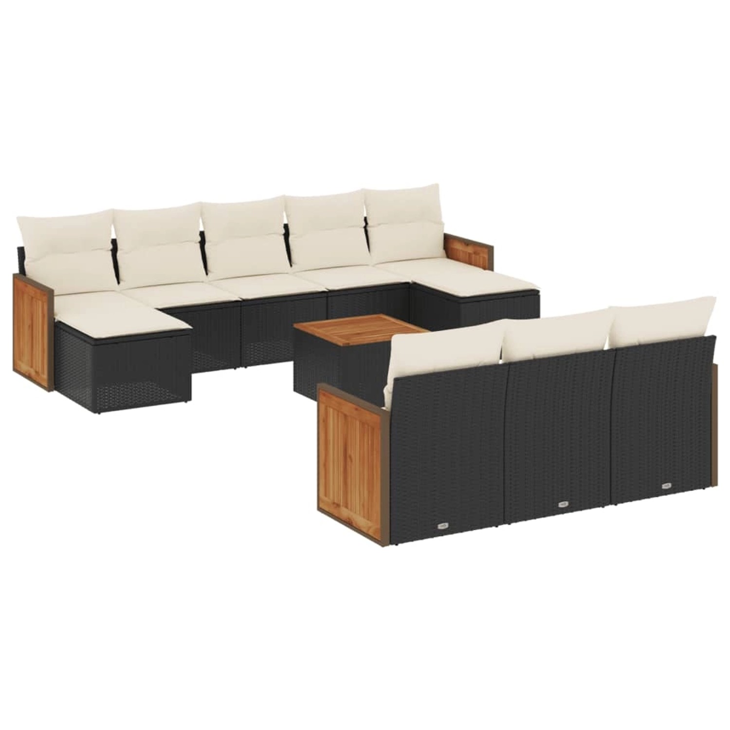 vidaXL 11-Tlg Garten-Sofagarnitur mit Kissen Schwarz Poly Rattan 3228100 günstig online kaufen
