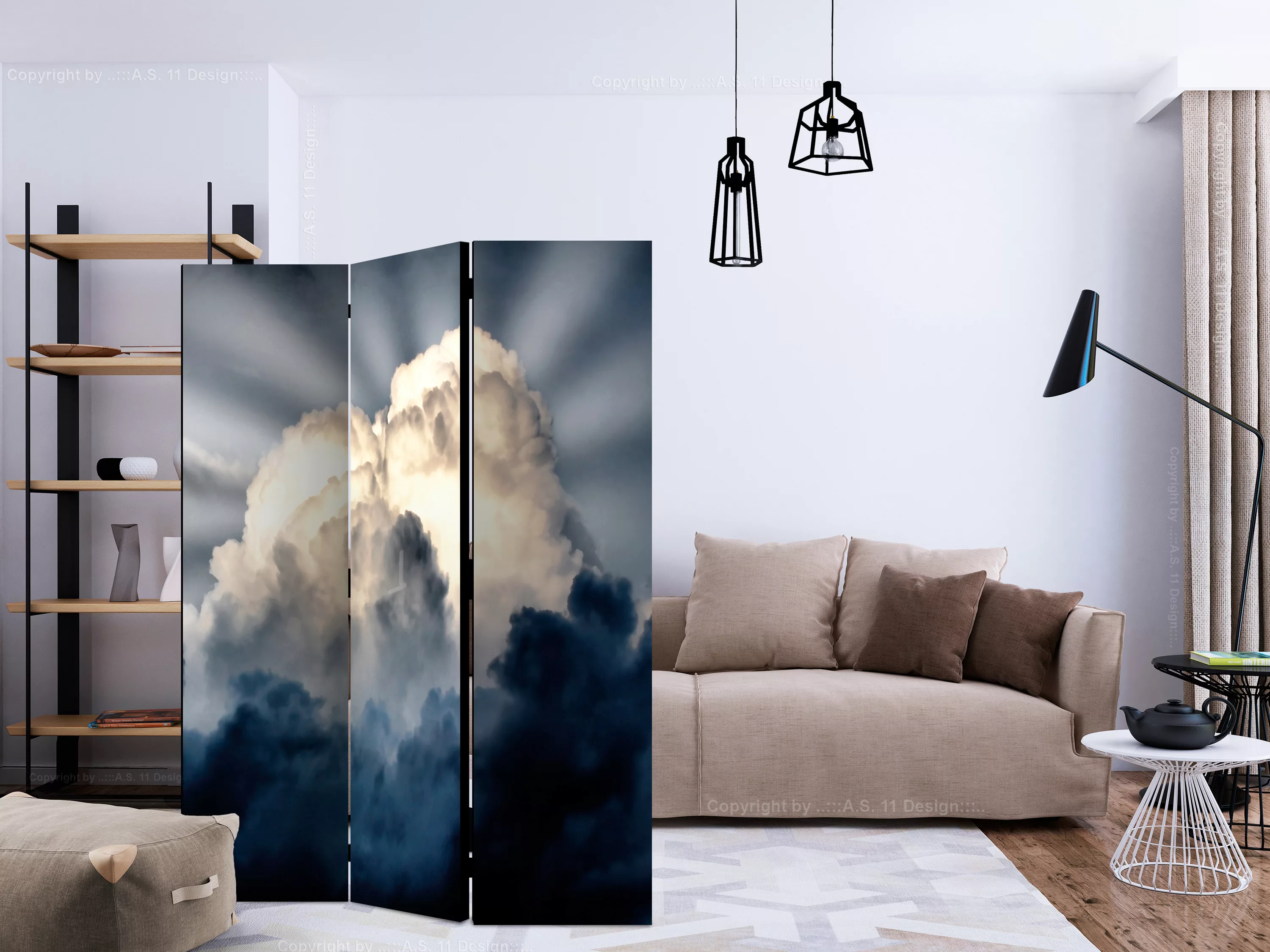3-teiliges Paravent - Rays In The Sky [room Dividers] günstig online kaufen