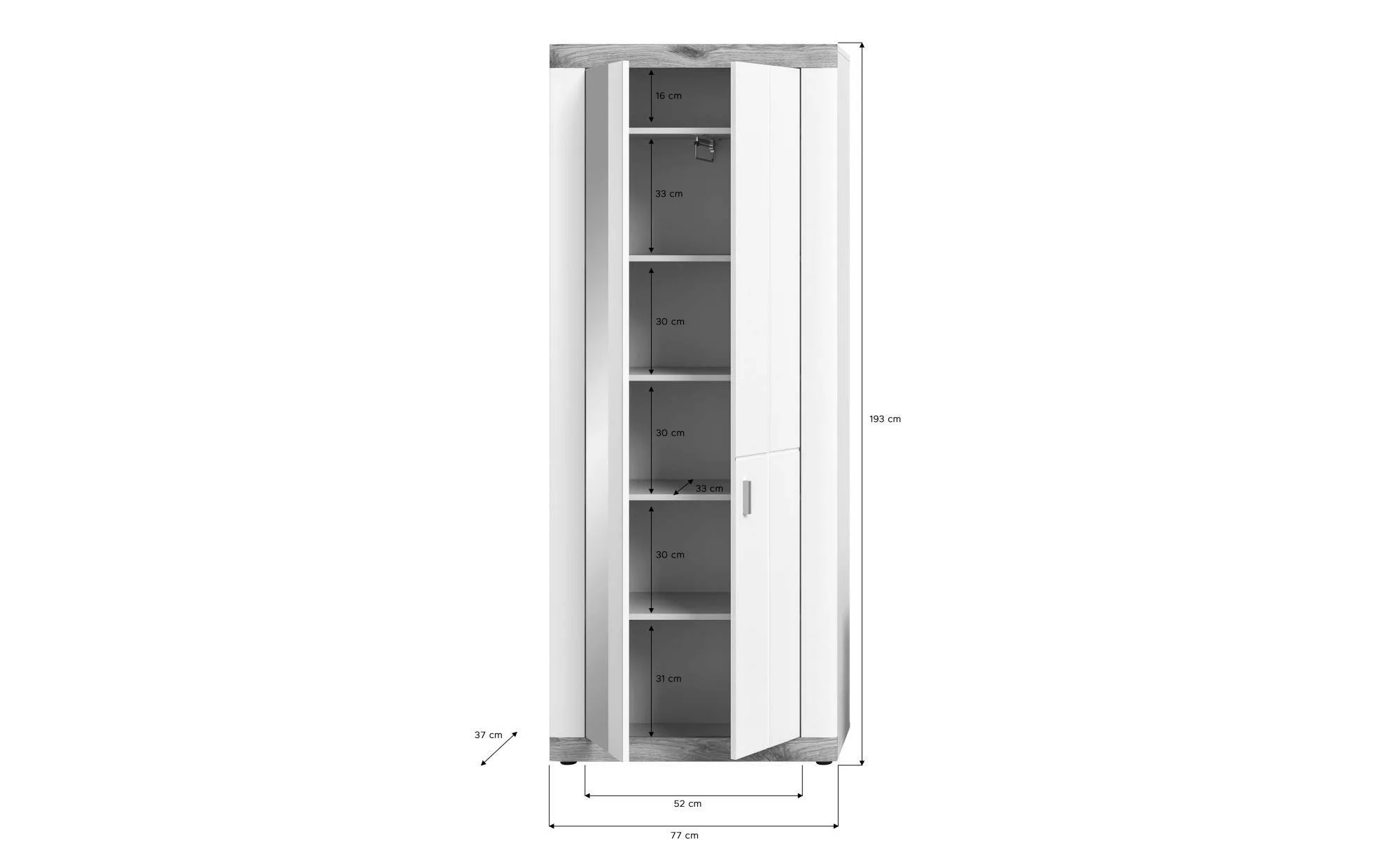 xonox.home Garderobenschrank 77 x 193 x 37 cm (B/H/T) günstig online kaufen