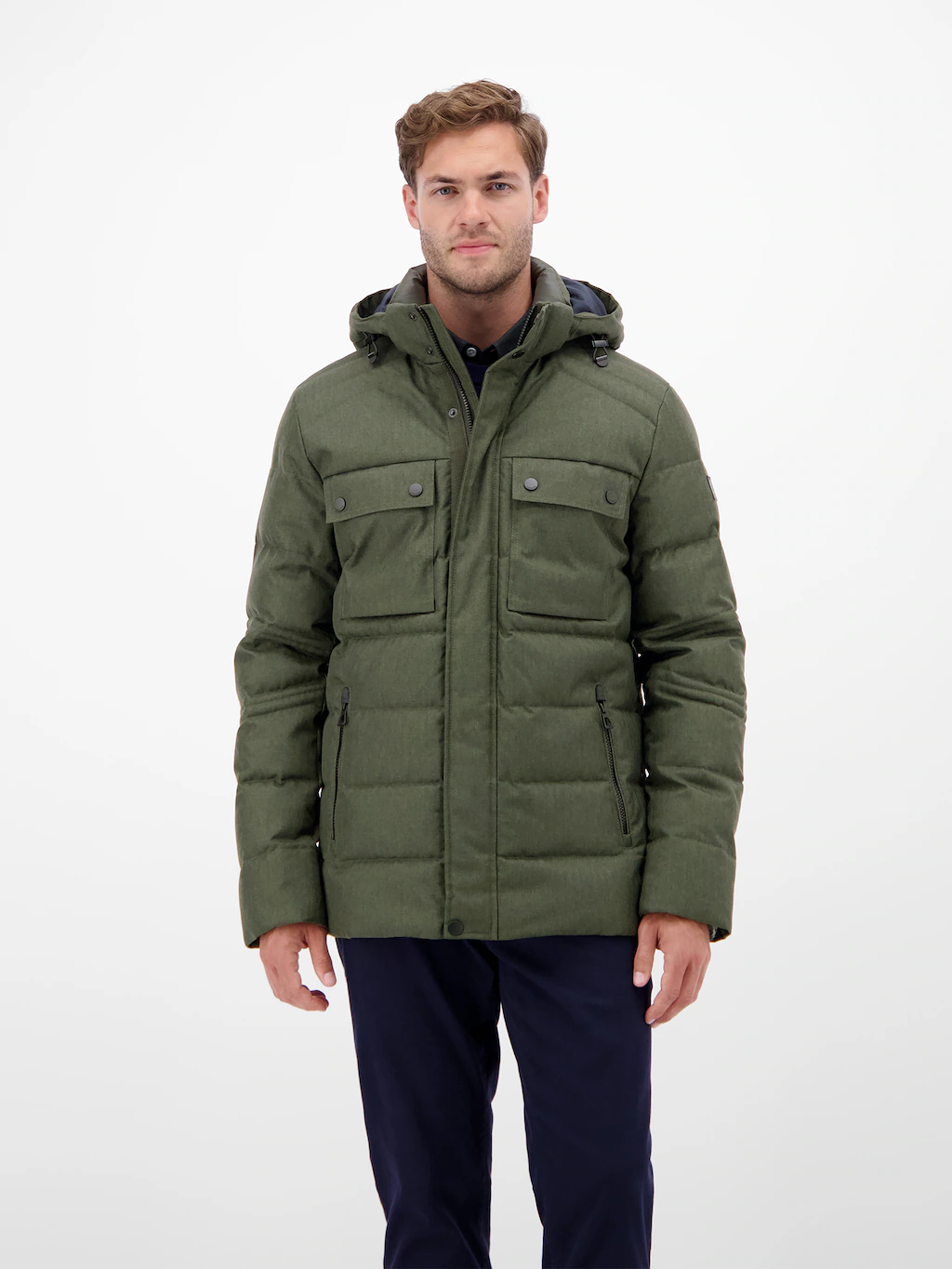 LERROS Steppjacke "LERROS Herren Fieldjacket in Woll-Optik", mit Kapuze, Wa günstig online kaufen