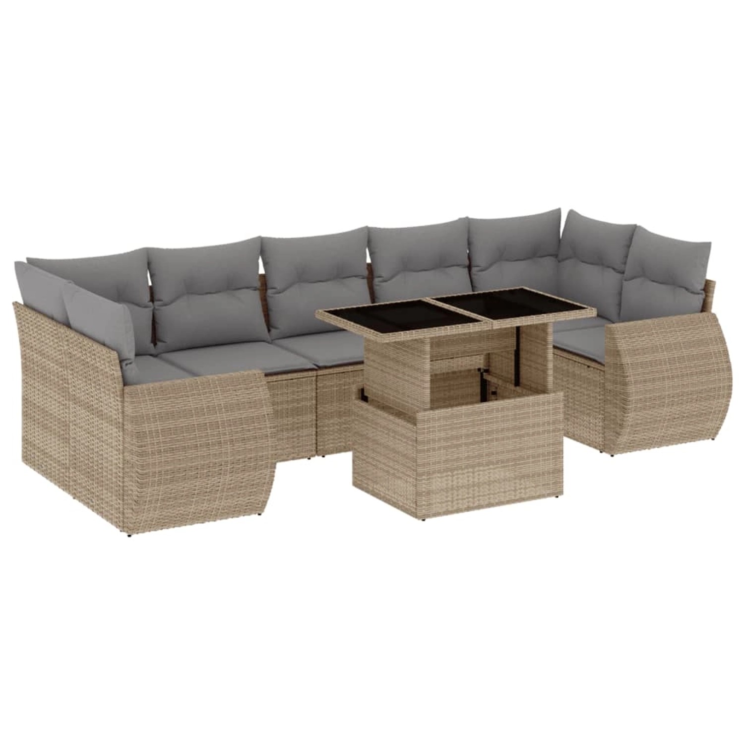 vidaXL 8-Tlg Garten-Sofagarnitur mit Kissen Beige Poly Rattan 3268409 günstig online kaufen