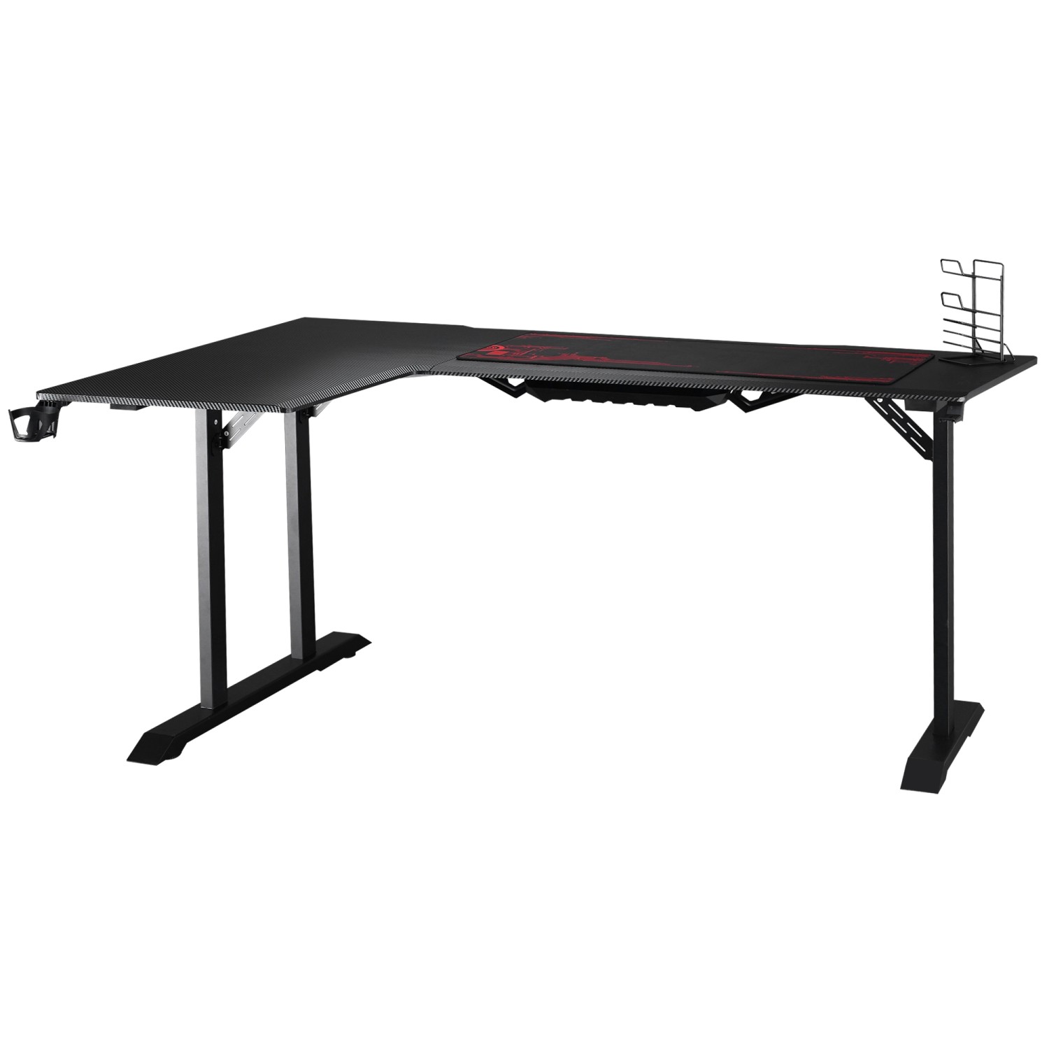 HOMCOM Gaming Tisch L-Förmig MDF Metall Schwarz Rot 168 x 109 x 78 cm günstig online kaufen