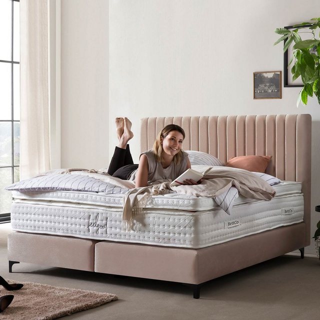 BettCo Boxspringbett Paris (in Rose Samt, 160 x 200 cm), Pfeifensteppung, T günstig online kaufen