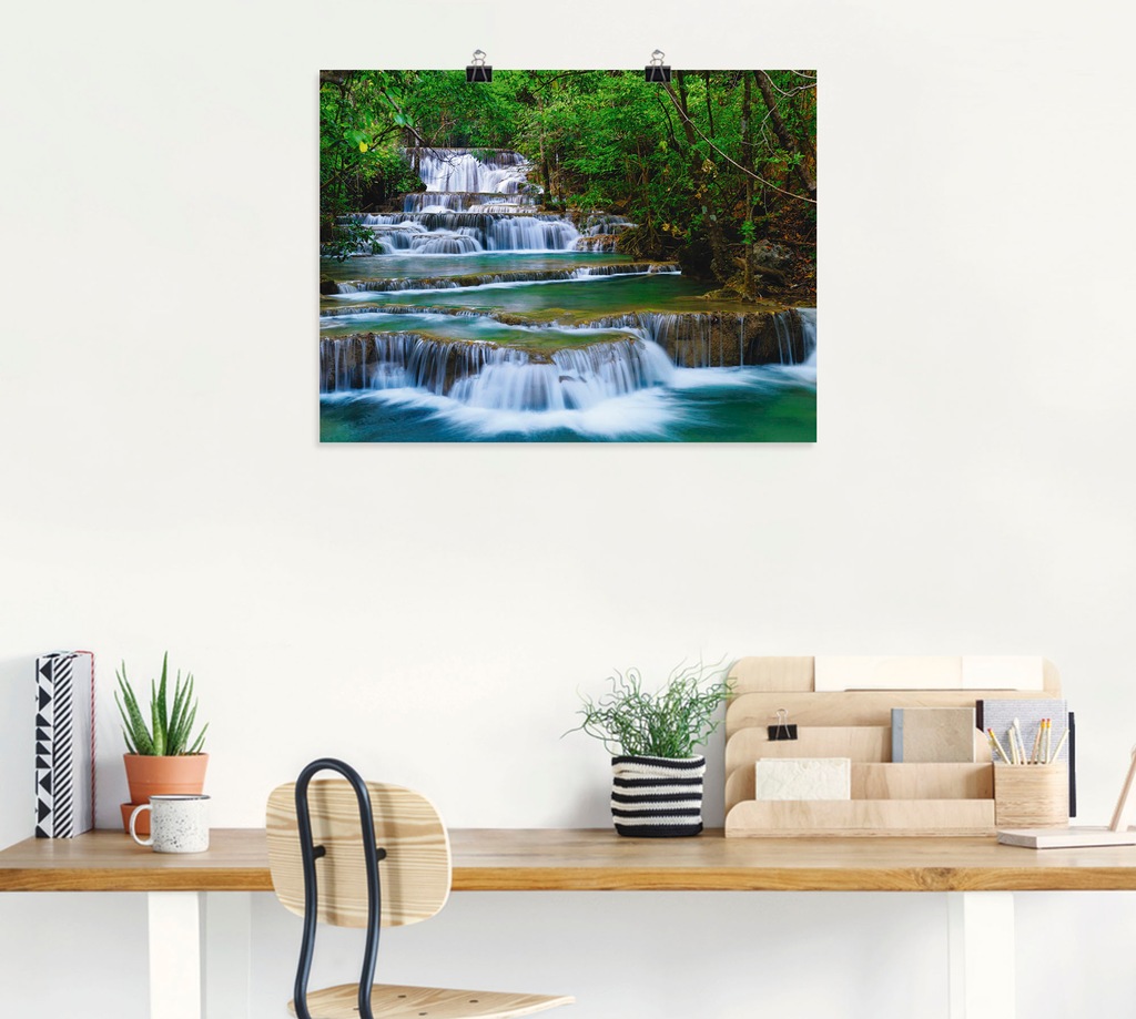 Artland Wandbild "Tiefen Wald Wasserfall", Gewässer, (1 St.), als Leinwandb günstig online kaufen