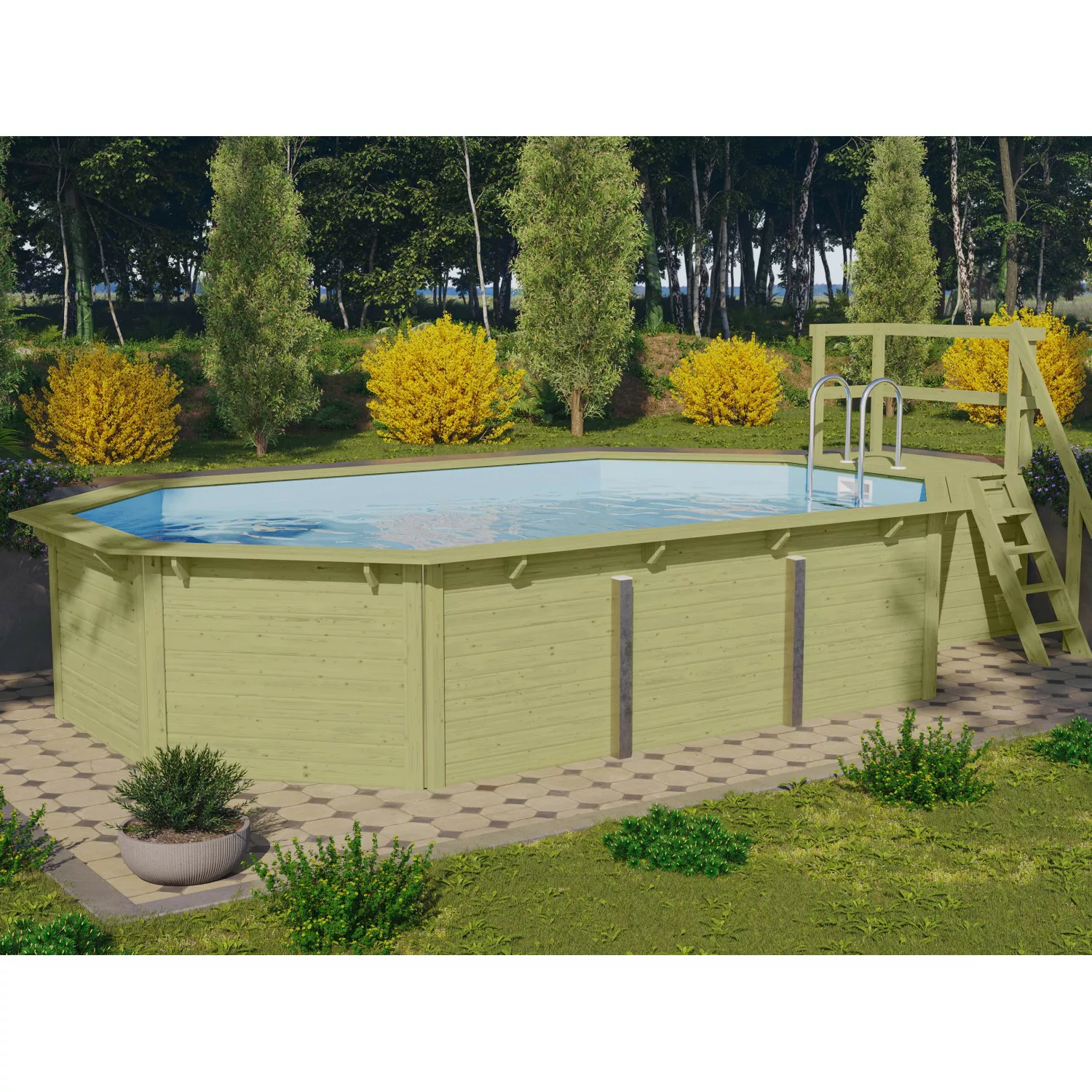 Karibu Pool Modell 4 Set inkl. Filteranlage Skimmer Sonnenterrasse günstig online kaufen
