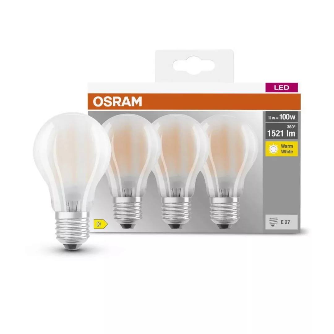 Osram LED Lampe ersetzt 100W E27 Birne - A60 in Weiß 11W 1521lm 2700K 3er P günstig online kaufen