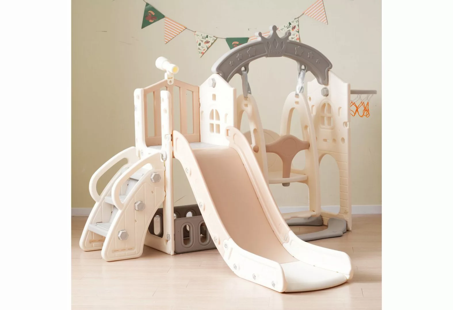 KoDise Polsterbett 5-in-1 Kinderspielset mit Schaukel, Rutsche für drinnen günstig online kaufen