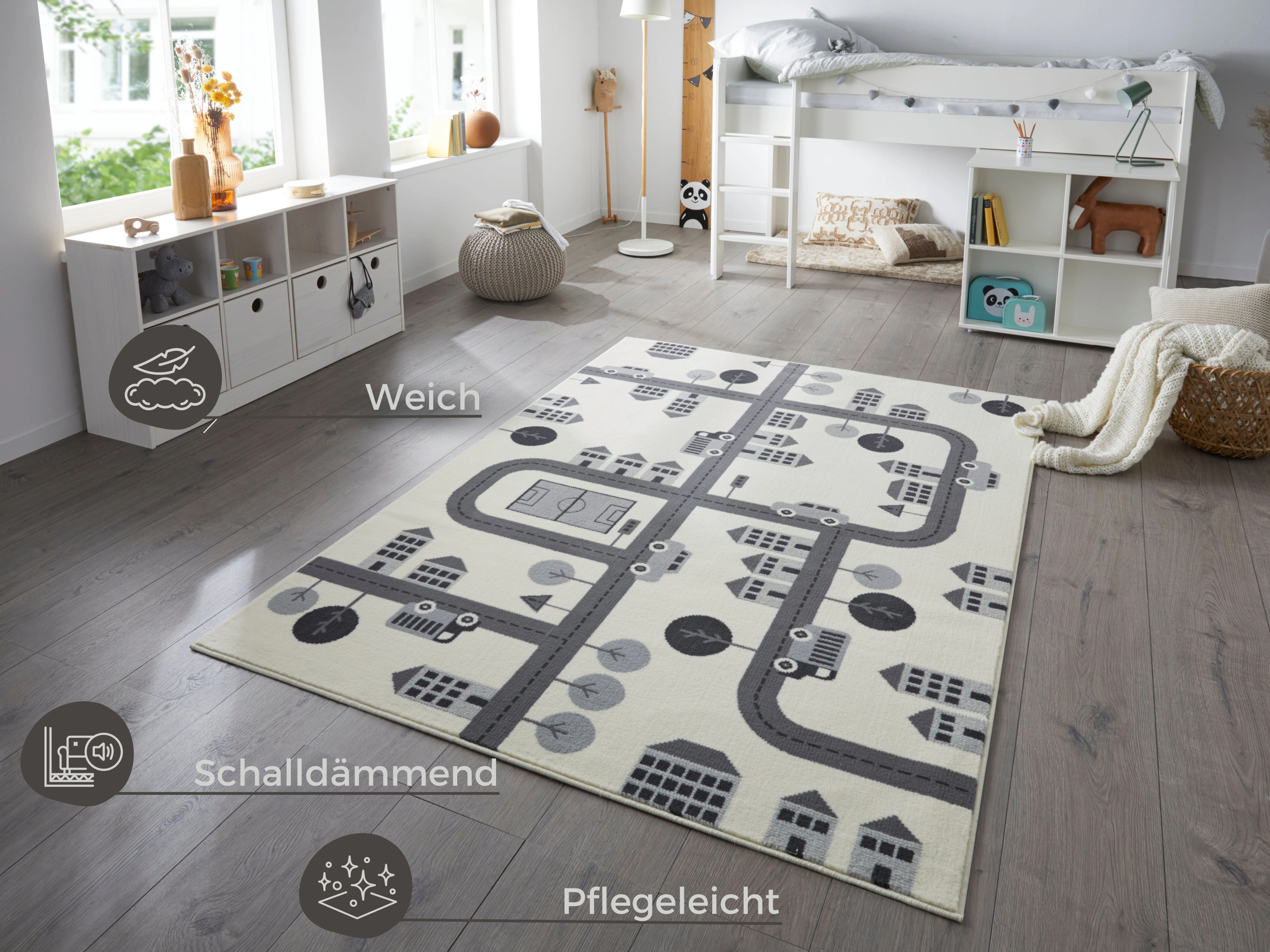 HANSE Home Kinderteppich »Town«, rechteckig, 0,9 mm Höhe, Kurzflor, Kindert günstig online kaufen