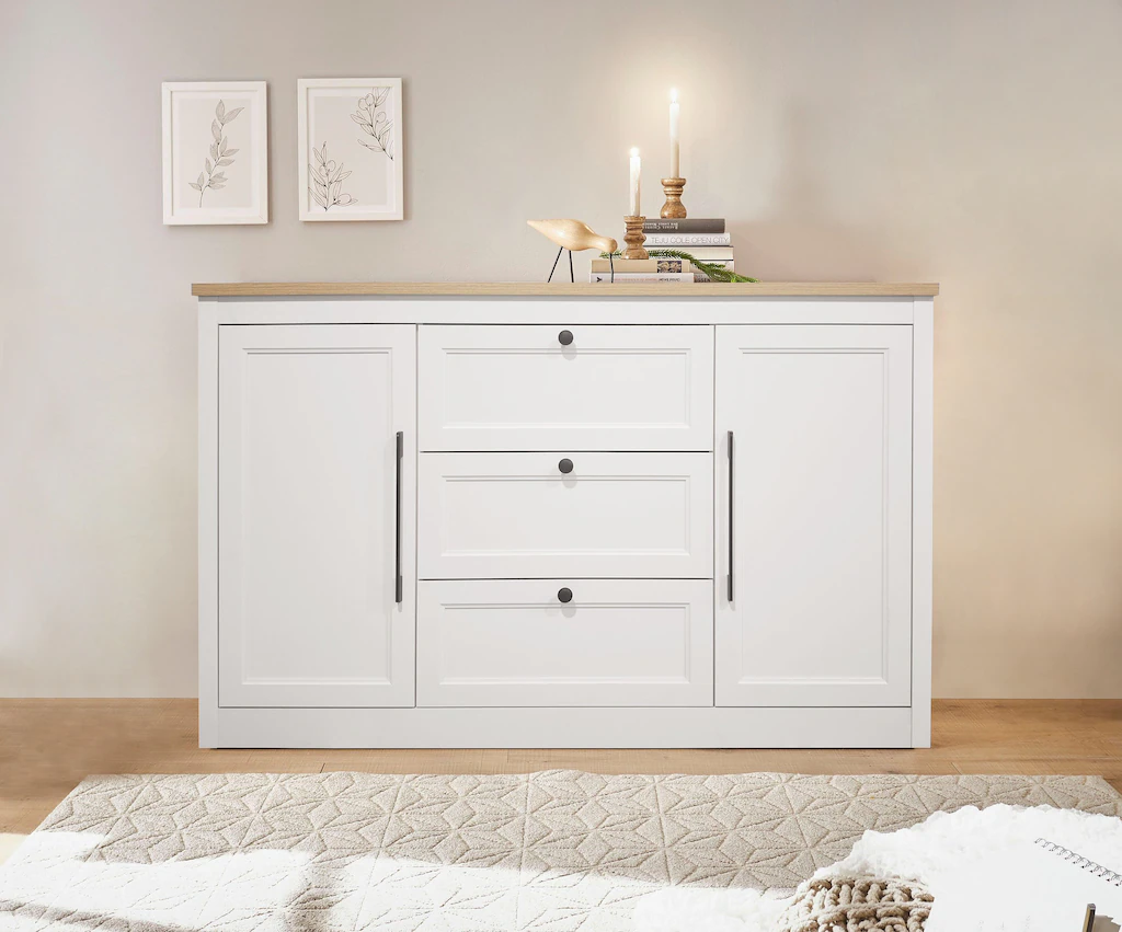 OTTO home Sideboard "Ismund", aus MDF, mit Holz-Zierleiste, schwarzen Metal günstig online kaufen