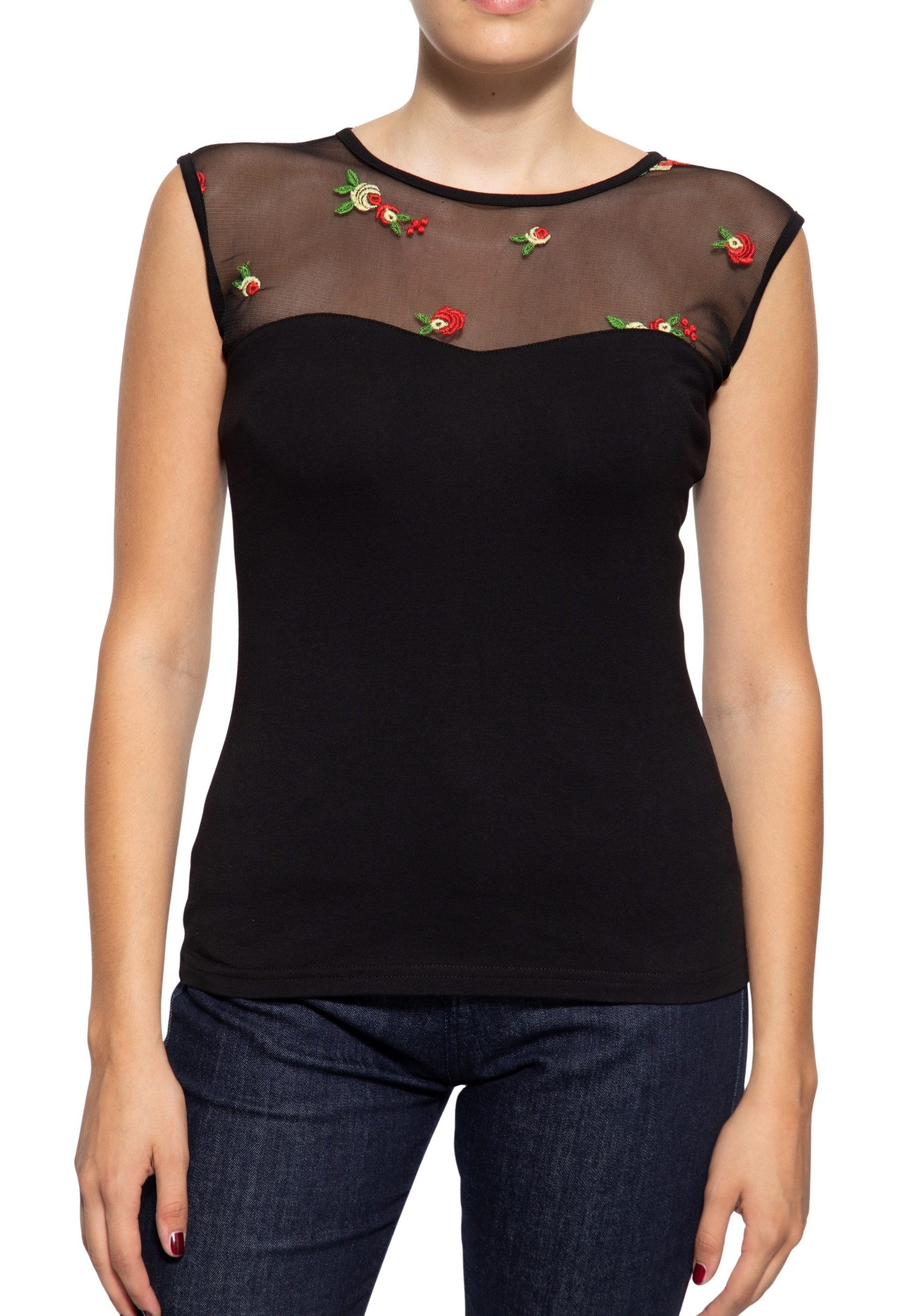 QueenKerosin Mesh-Top Roses in Mesh Optik günstig online kaufen