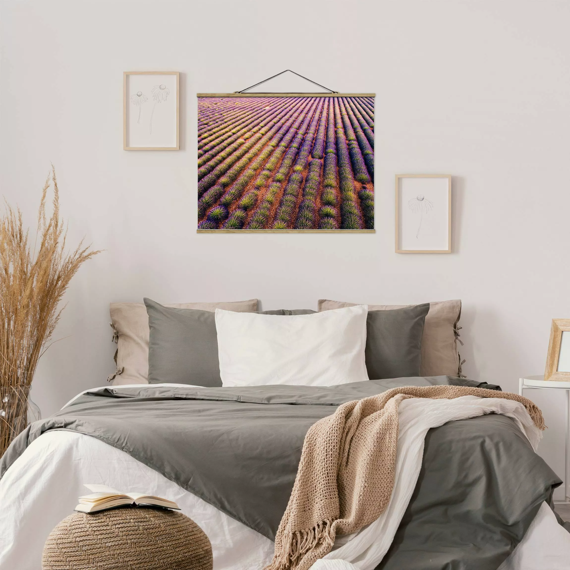Stoffbild mit Posterleisten Malerisches Lavendelfeld günstig online kaufen