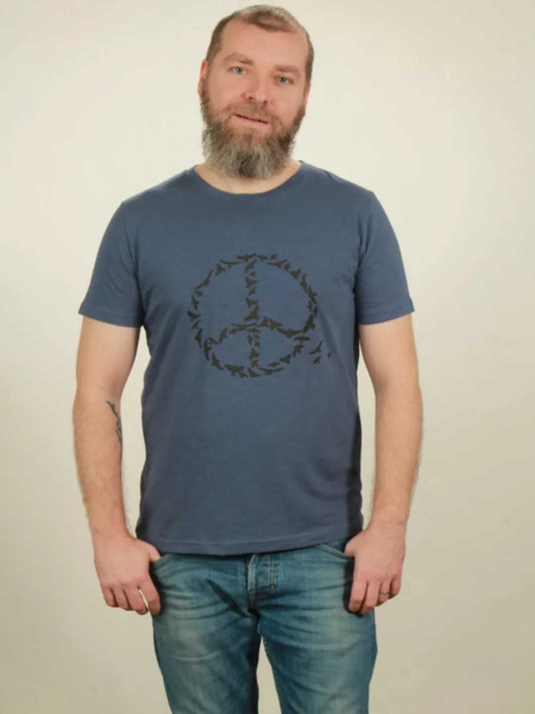 Slub T-shirt Herren - Peace - Dark Blue günstig online kaufen