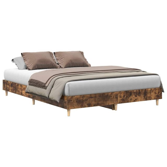 vidaXL Bett Bettgestell ohne Matratze Räuchereiche 140x200 cm Holzwerkstoff günstig online kaufen