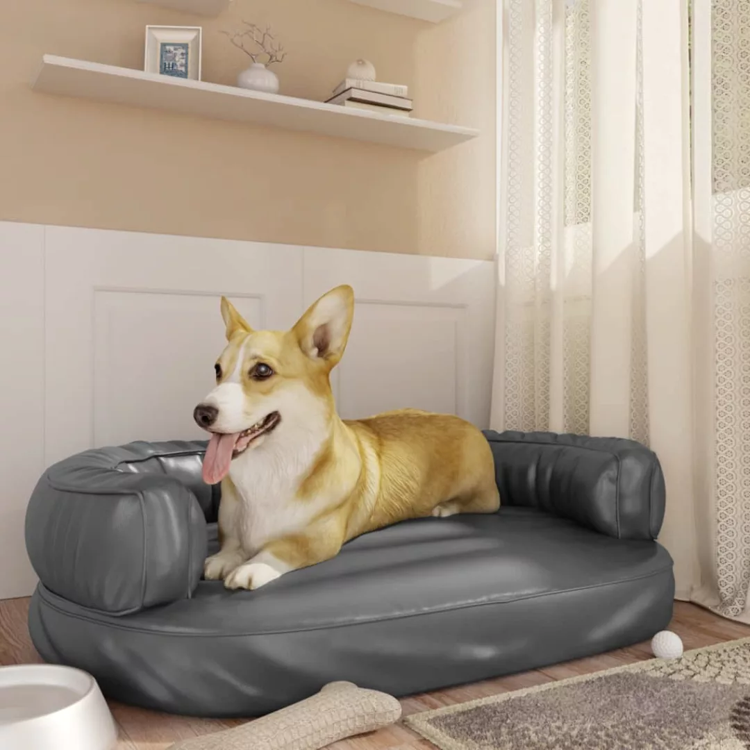 Vidaxl Hundebett Ergonomisch Schaumstoff Grau 88x65 Cm Kunstleder günstig online kaufen