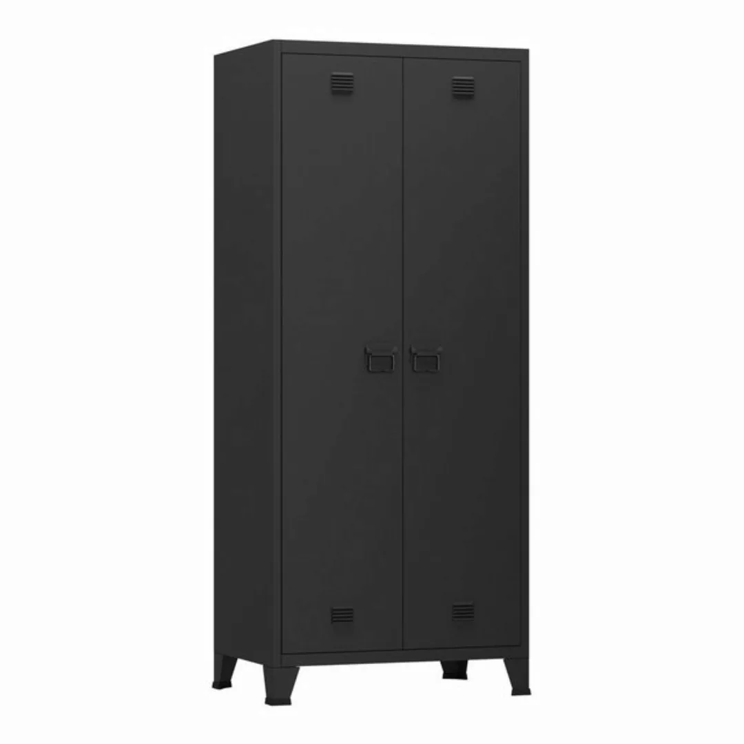 en.casa Kleiderschrank »Hankasalmi« Stahl 180x90x40 cm Schwarz günstig online kaufen