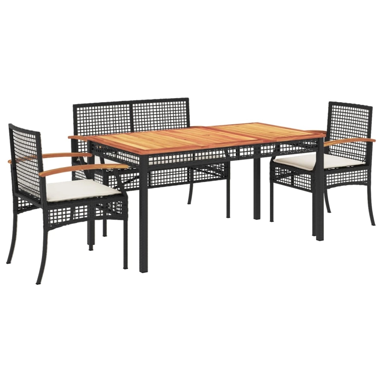 vidaXL 4-Tlg Garten-Essgruppe mit Kissen Schwarz Poly Rattan 3213567 günstig online kaufen
