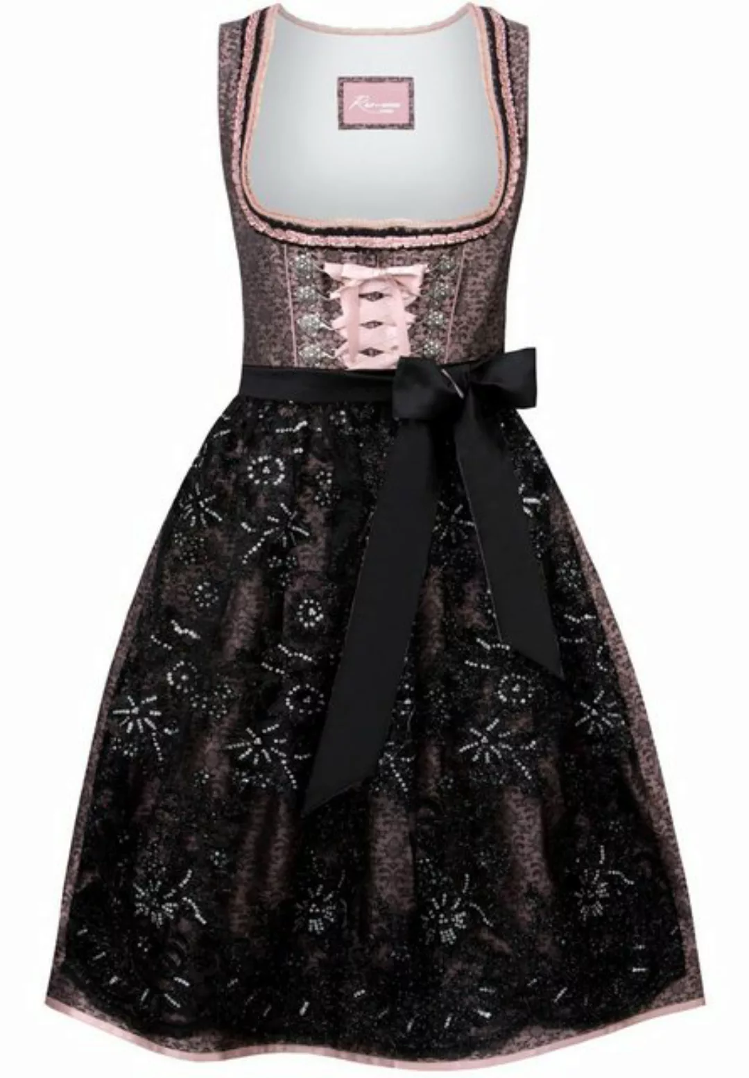 Ramona Lippert Dirndl Gretel altrosa Jacquard Spitze Rocklänge 65 cm günstig online kaufen