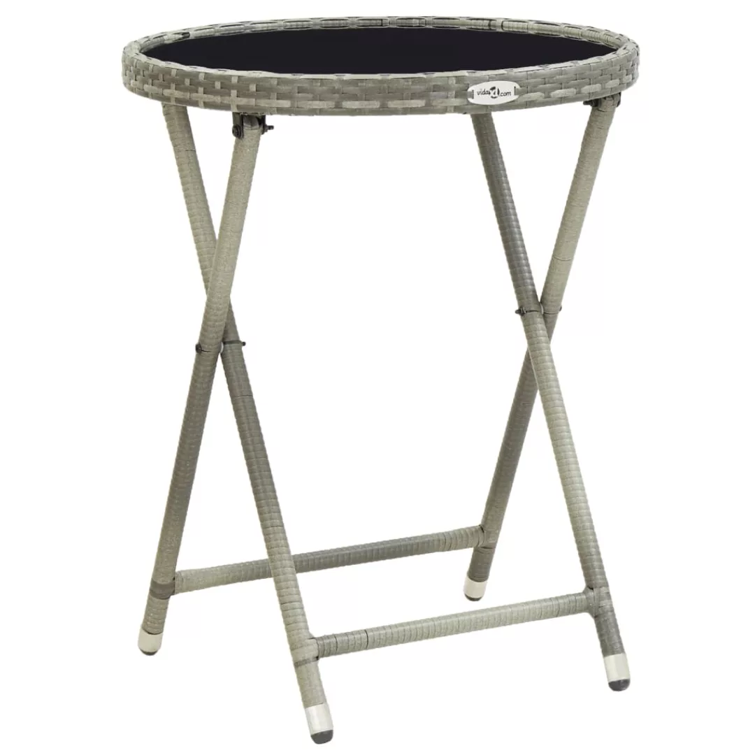 Beistelltisch Grau 60 Cm Poly Rattan Und Hartglas günstig online kaufen