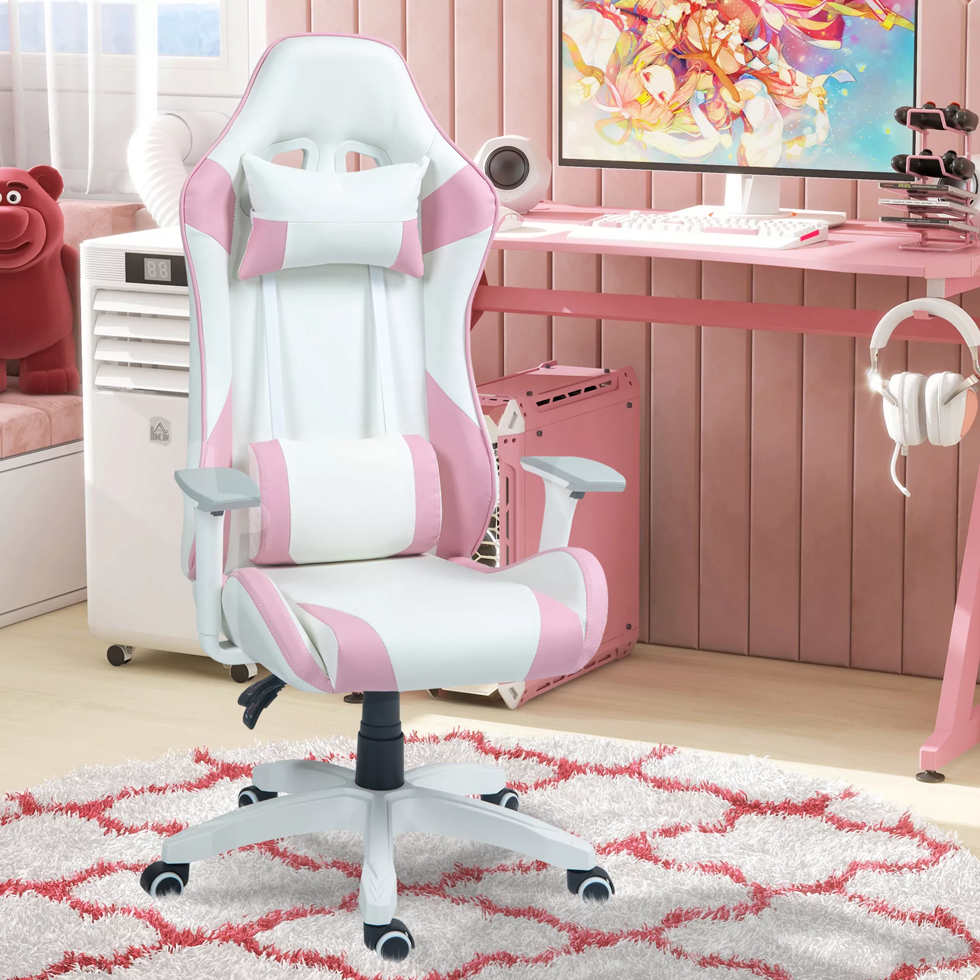 HOMCOM Gaming Stuhl Bürostuhl ergonomisch Computerstuhl Lendenkissen Kopfki günstig online kaufen