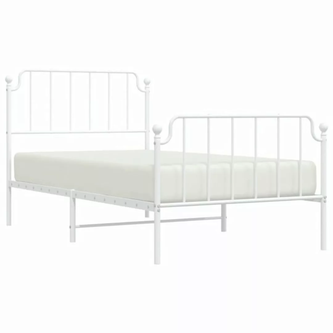 vidaXL Bett Bettgestell mit Kopf- und Fußteil Metall Weiß 100x190 cm günstig online kaufen