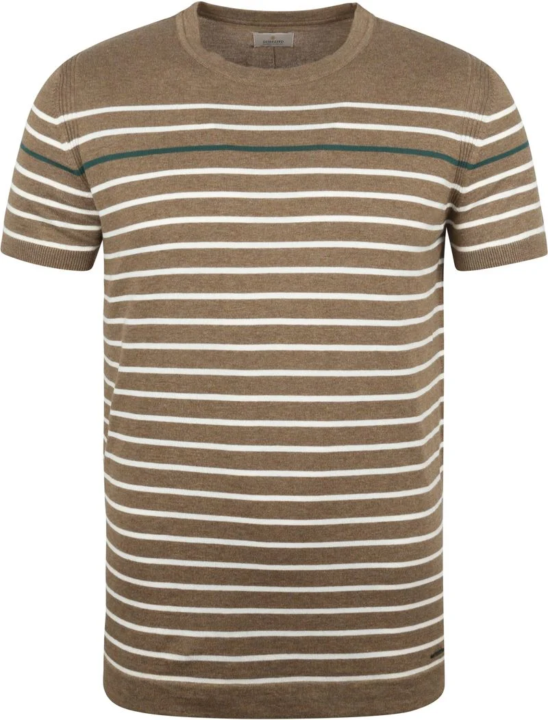 Dstrezzed T Shirt Contrast Streifen Braun - Größe L günstig online kaufen