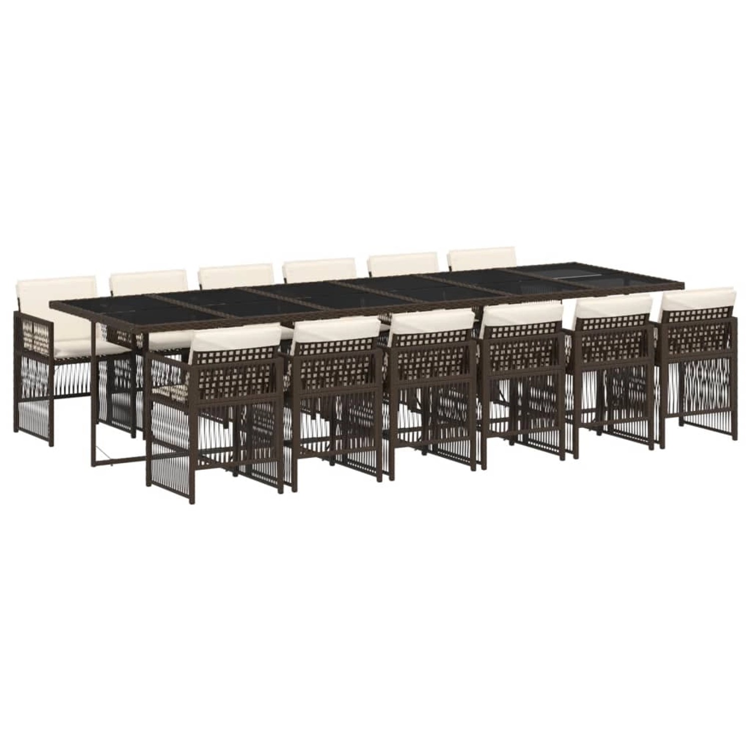 vidaXL 13-Tlg Garten-Essgruppe mit Kissen Braun Poly Rattan 3210945 günstig online kaufen