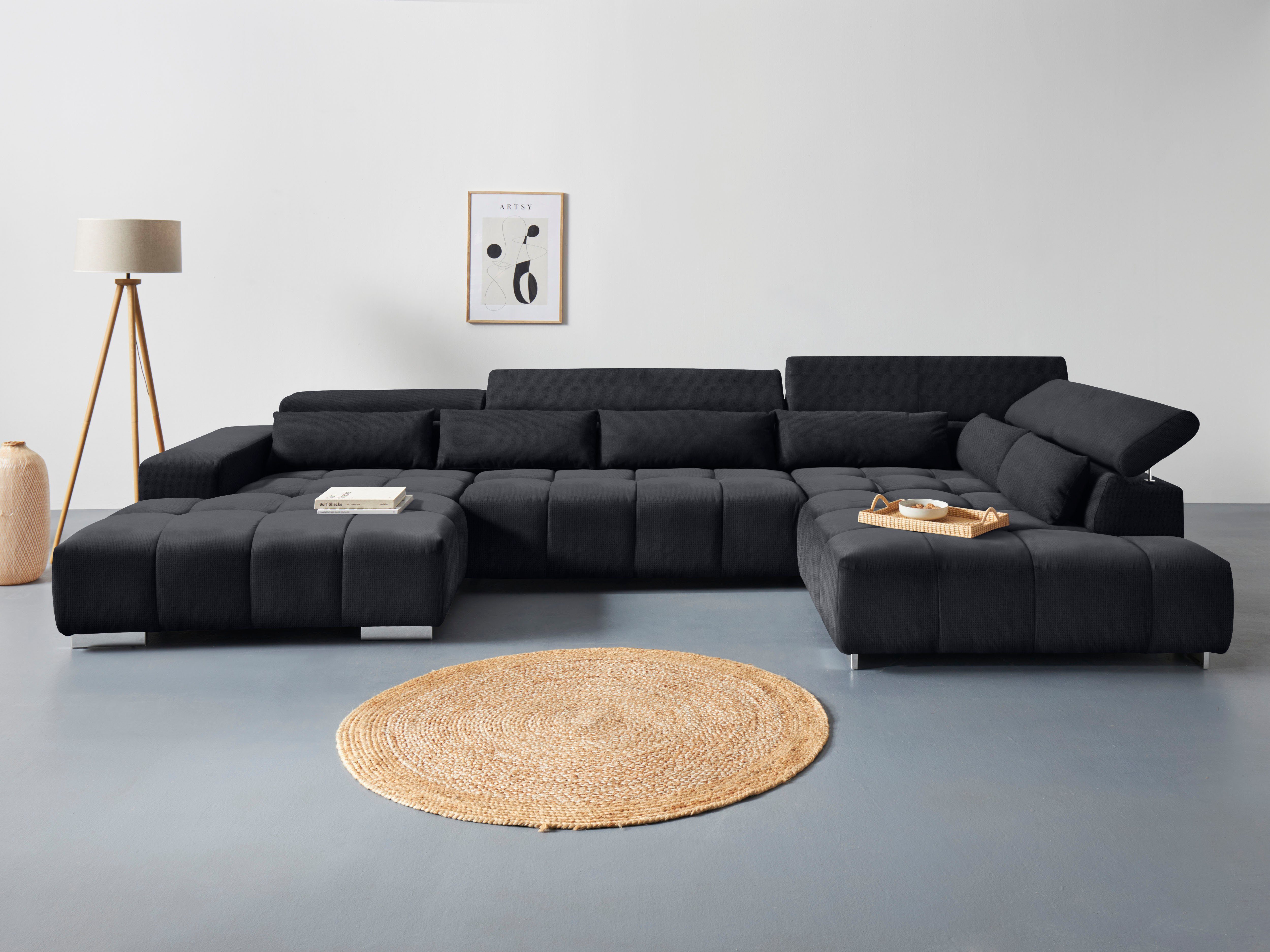 COTTA Wohnlandschaft "Orion U-Form", mit Kopfteilverstellung & 6 Nierenkiss günstig online kaufen