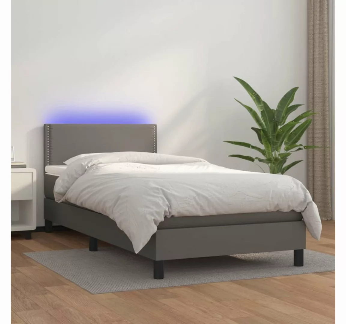 vidaXL Boxspringbett Bett Boxspringbett mit Matratze & LED Kunstleder (100 günstig online kaufen