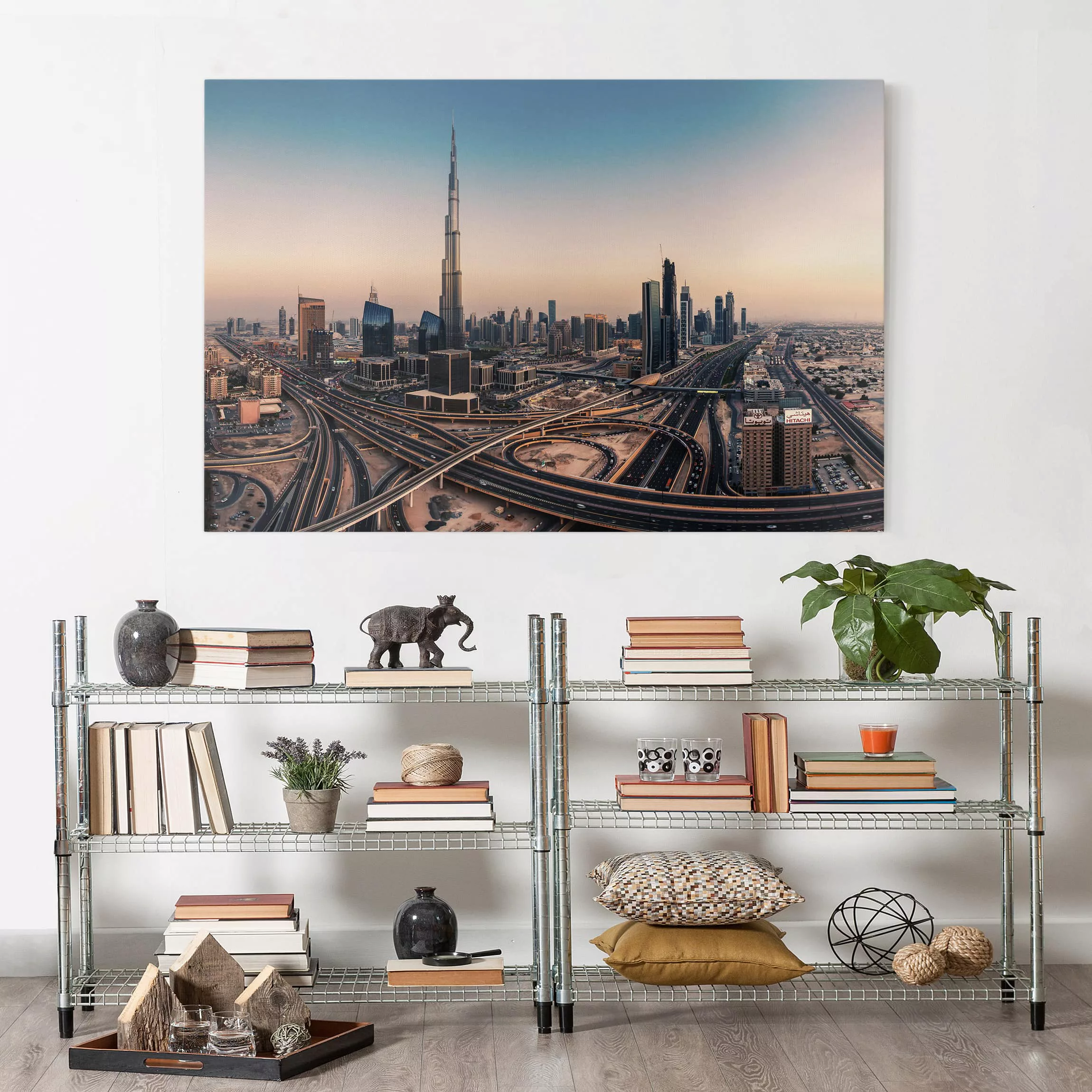 Leinwandbild Architektur & Skyline - Querformat Abendstimmung in Dubai günstig online kaufen