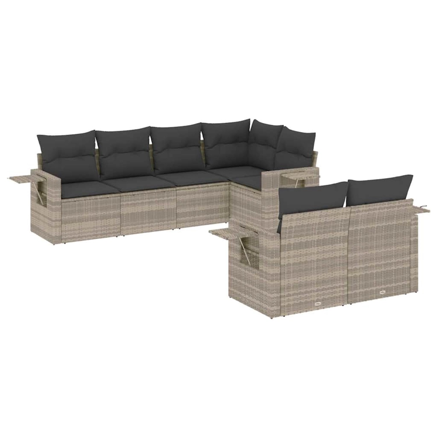 vidaXL 7-Tlg Garten-Sofagarnitur mit Kissen Hellgrau Poly Rattan 3252749 günstig online kaufen