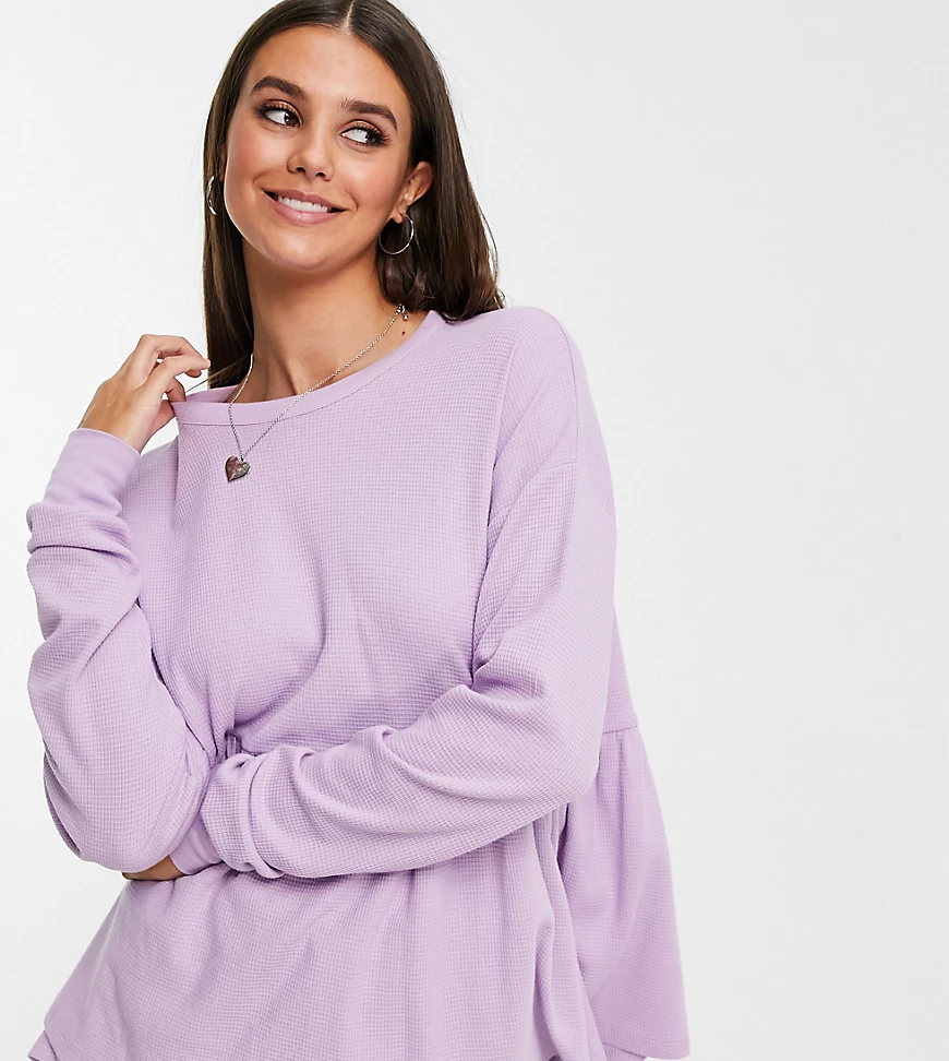 ASOS DESIGN Tall – Langärmliges Hängeroberteil mit Oversize-Passform & Waff günstig online kaufen