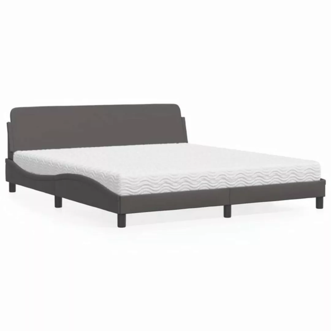 vidaXL Bett Bett mit Matratze Grau 180x200 cm Kunstleder günstig online kaufen
