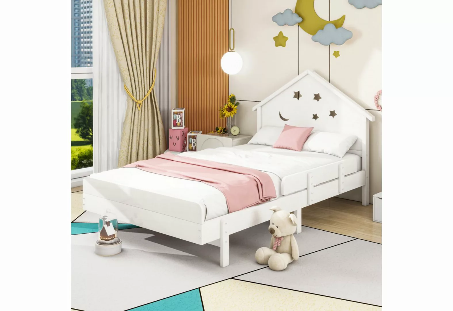 NMonet Einzelbett Kinderbett 90x200cm (Geeignet für Jungen und Mädchen), Ma günstig online kaufen