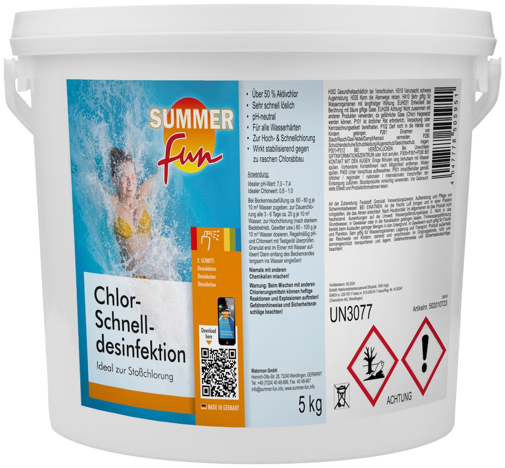 SUMMER FUN Chlorgranulat "Chlor-Schnelldesinfektion", 5 kg Granulat günstig online kaufen