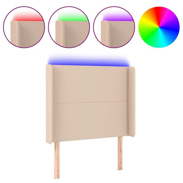 vidaXL Bett, LED Kopfteil Cappuccino-Braun 103x16x118/128cm Kunstleder günstig online kaufen