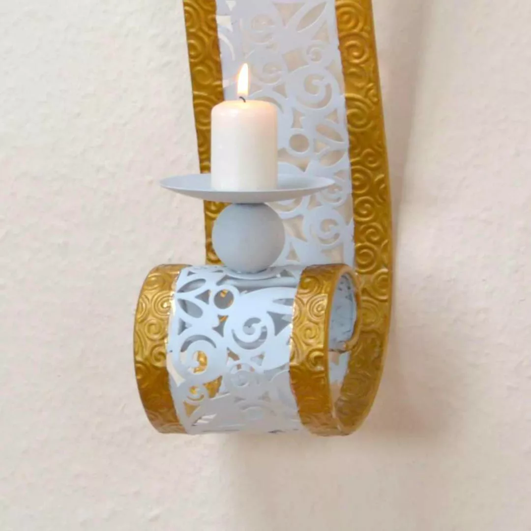 Wandhalter für Kerzen Weiß Gold (2er Set) günstig online kaufen