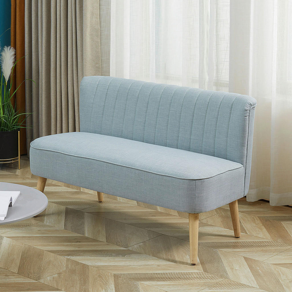 HOMCOM 2-Sitzer Zweisitzer, Loveseat mit Leinenoptik, Doppelsofa mit Holzbe günstig online kaufen