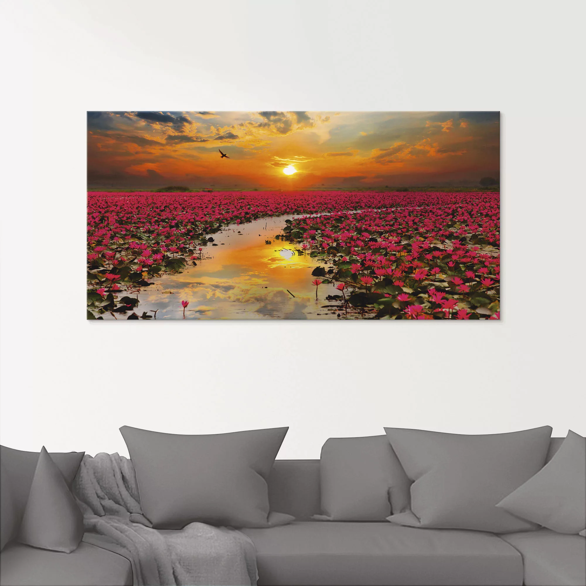 Artland Glasbild "Sonnenschein blühende Lotusblume", Blumen, (1 St.), in ve günstig online kaufen