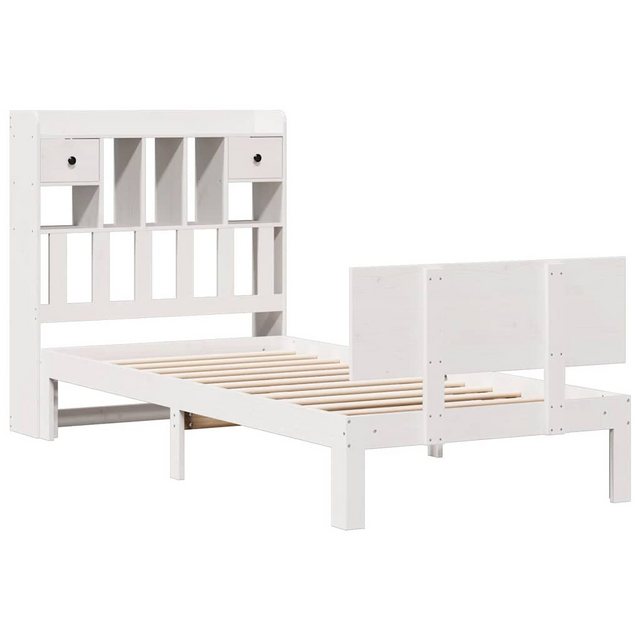 vidaXL Bett Massivholzbett mit Regal ohne Matratze Weiß 75x190 cm Kiefer günstig online kaufen