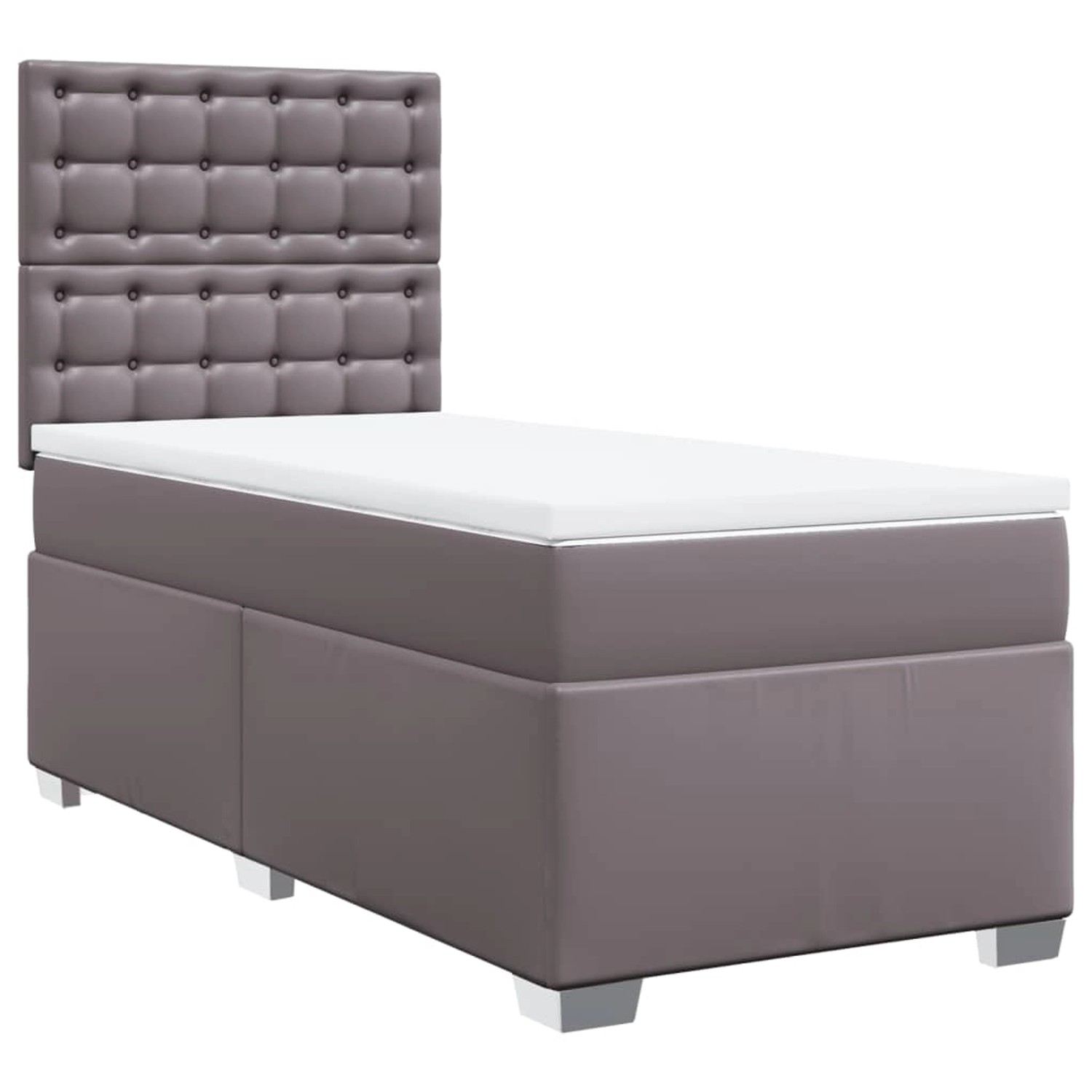 vidaXL Boxspringbett, Boxspringbett mit Matratze Grau 90x190 cm Kunstleder günstig online kaufen